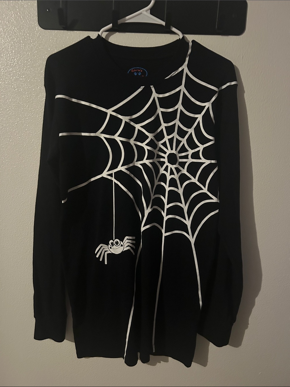 Sara's Prints XL Black Spiderweb Graphic Pajama Long Sleeve Top Tunic